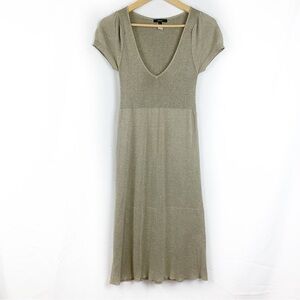 Mango MNG Suit Gold Metallic Lurex Midi Dress